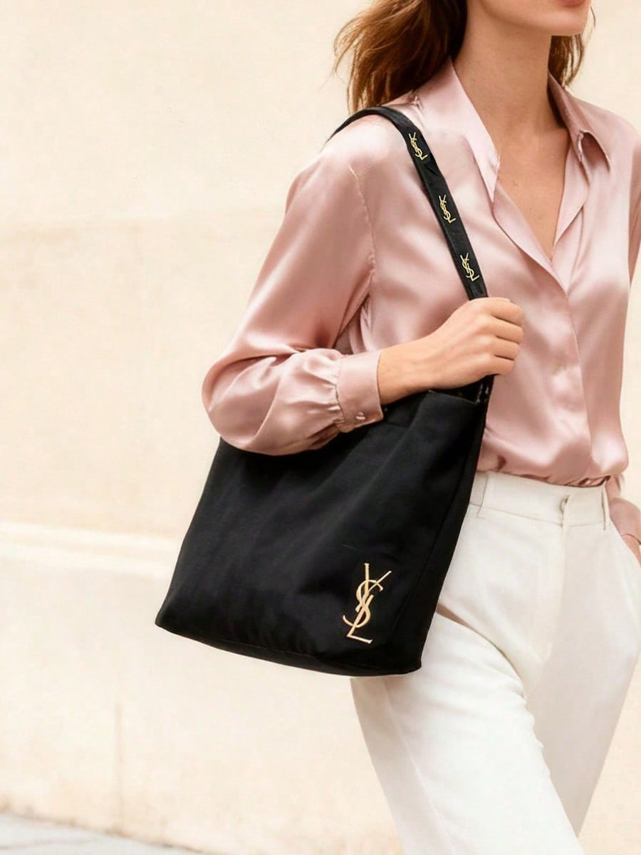 YSL Zwarte Borduurwerk Logo Ca - Luxury Bags Ysl recensie en prijs