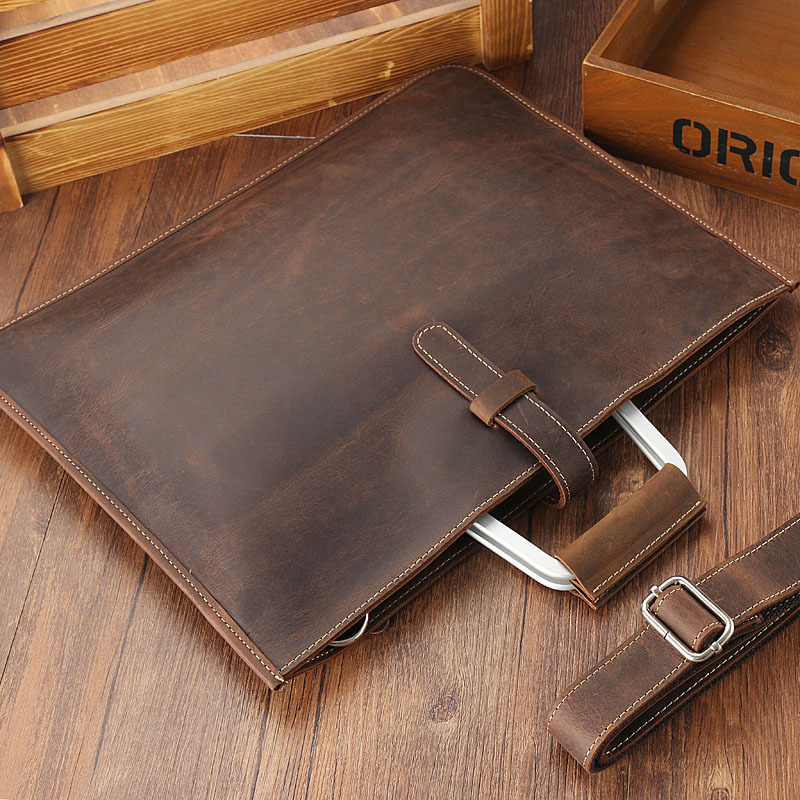 Heren topnerf Crazy Horse lede - Briefcase Leather Slim recensie en prijs